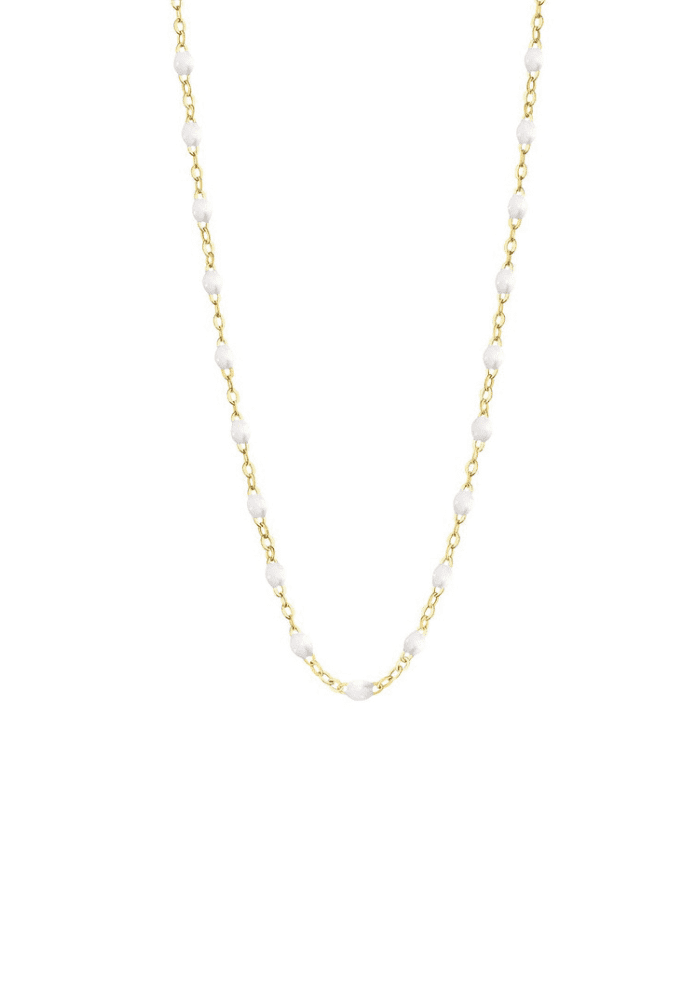 Collier Classique Gigi Or Jaune Et Résines Blanc 42cm
