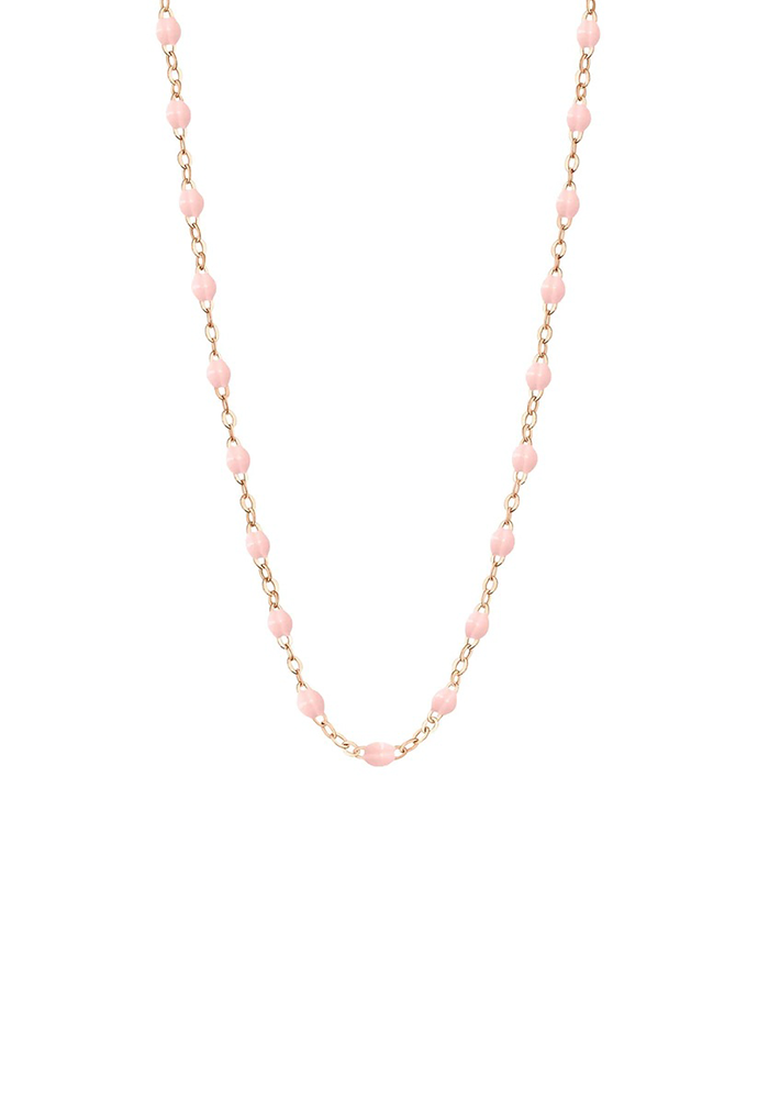 Collier Classique Gigi Or Rose Et Résines Rose Bébé 42cm