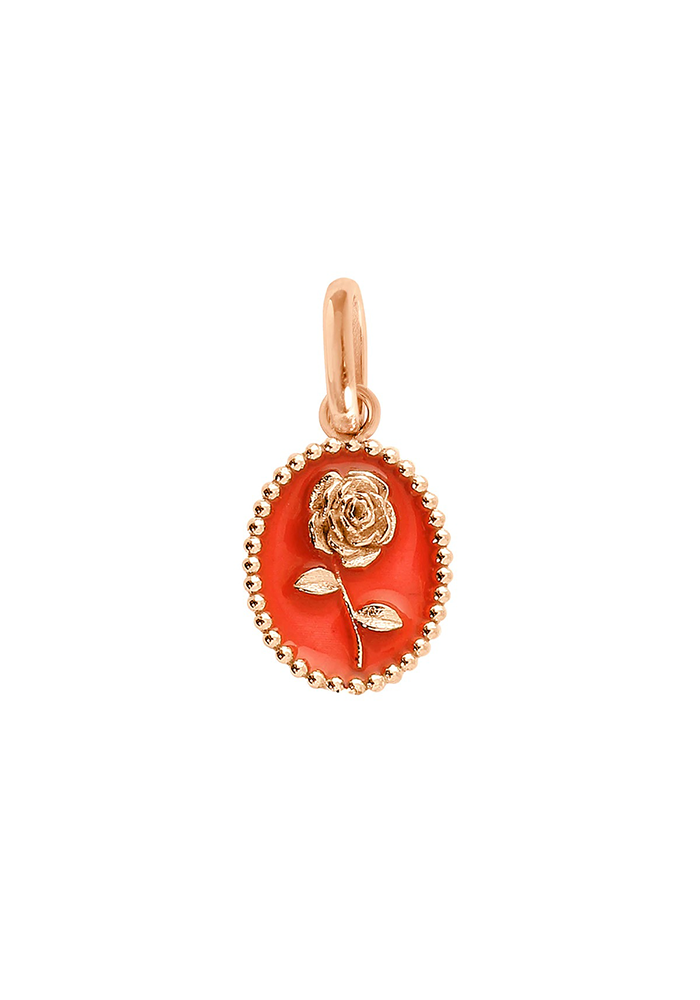 Pendentif Rose Résine Corail Or Rose - Gigi Clozeau