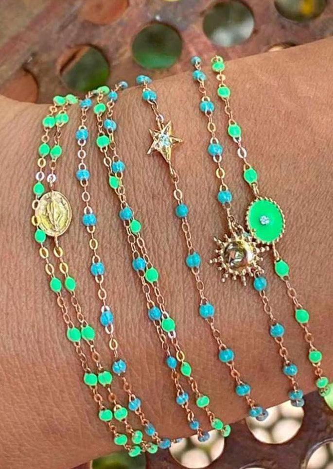 Bracelet Classique Gigi Or Rose Et Résines Anis