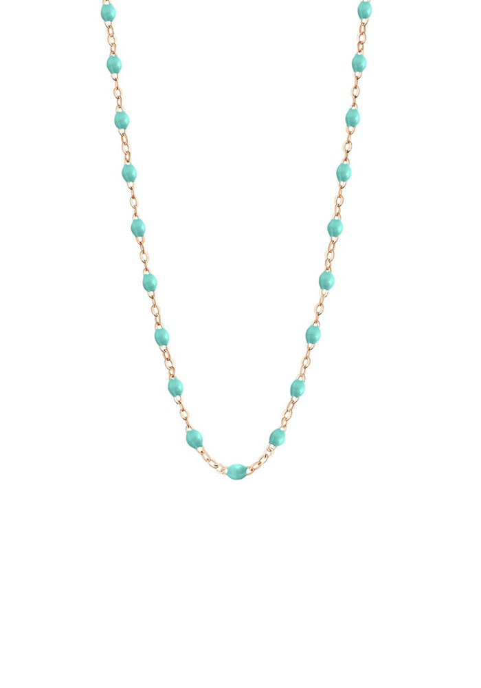 Collier Classique Gigi Or Rose Et Résines Vert Eau 42cm - Gigi Clozeau