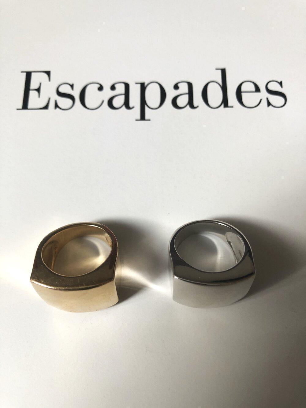 Bague "Georges" Anneau Carré Arrondi Plaqué Or