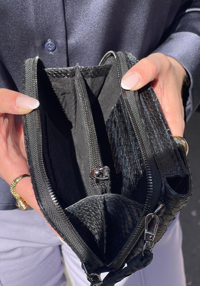 Pochette Rigide Meghan Noire Anse Cuir