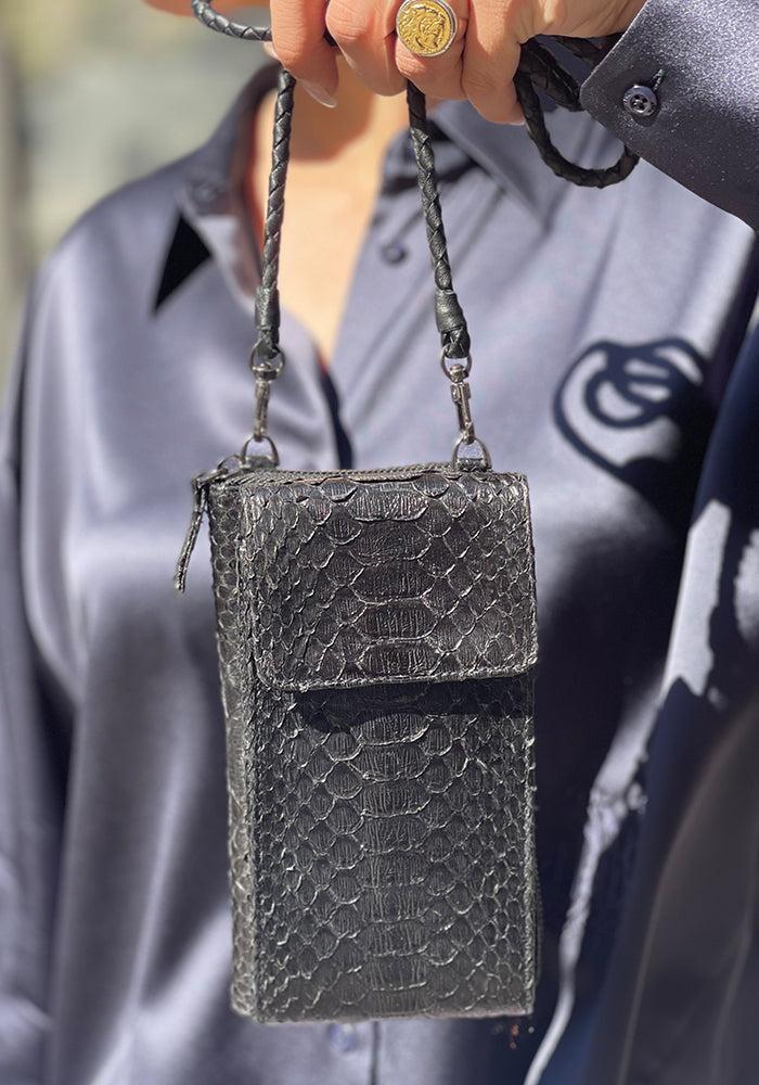 Pochette Rigide Meghan Noire Anse Cuir