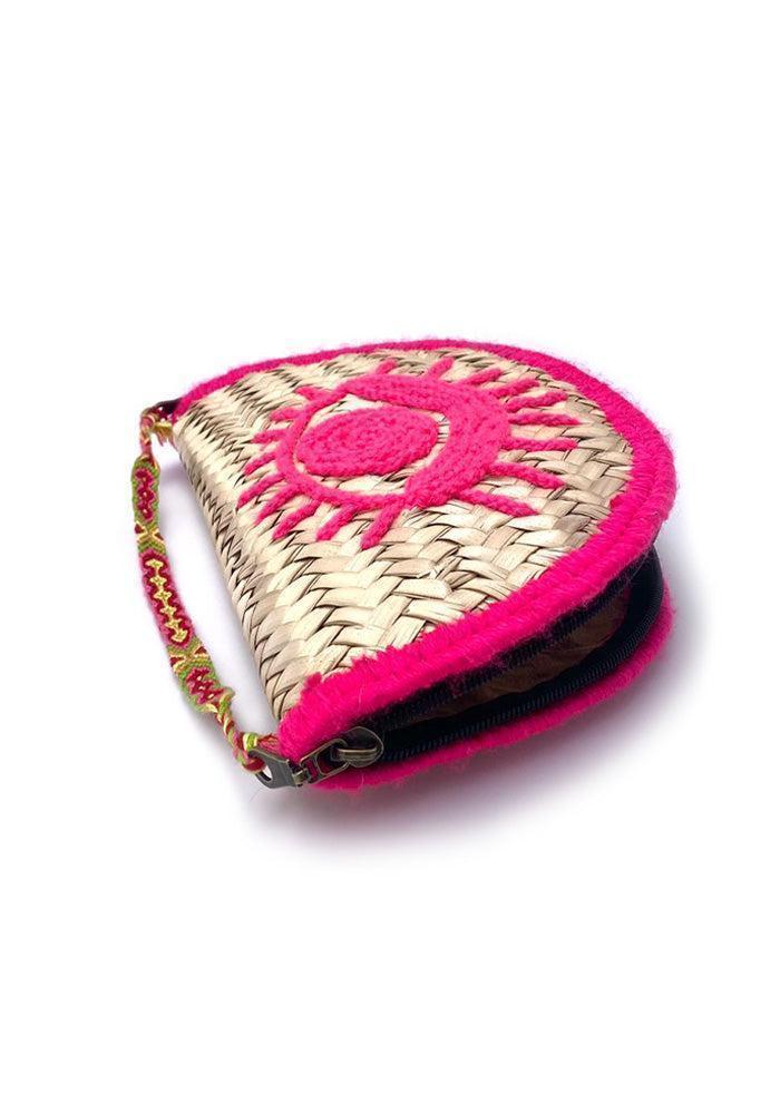 Pochette Oeil En Osier Rose Fluo
