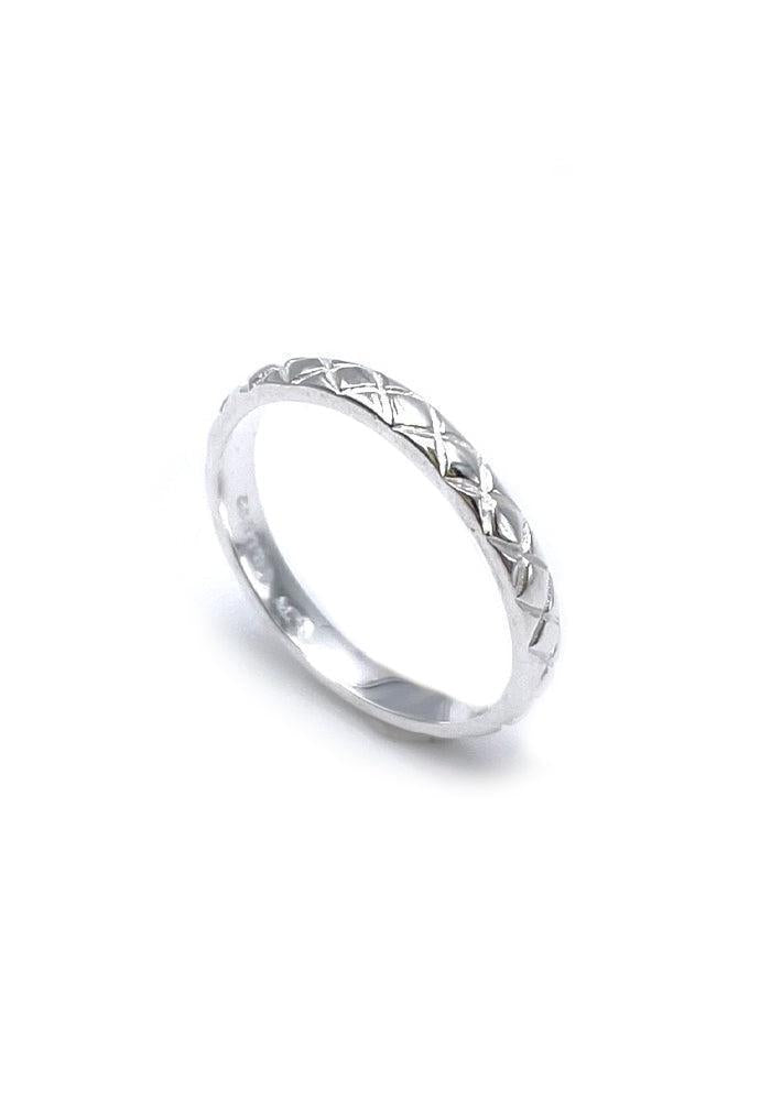 Bague Fine A Motifs Losanges Argent - Canyon