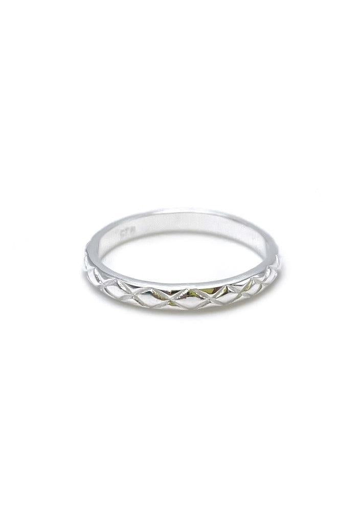 Bague Fine A Motifs Losanges Argent - Canyon