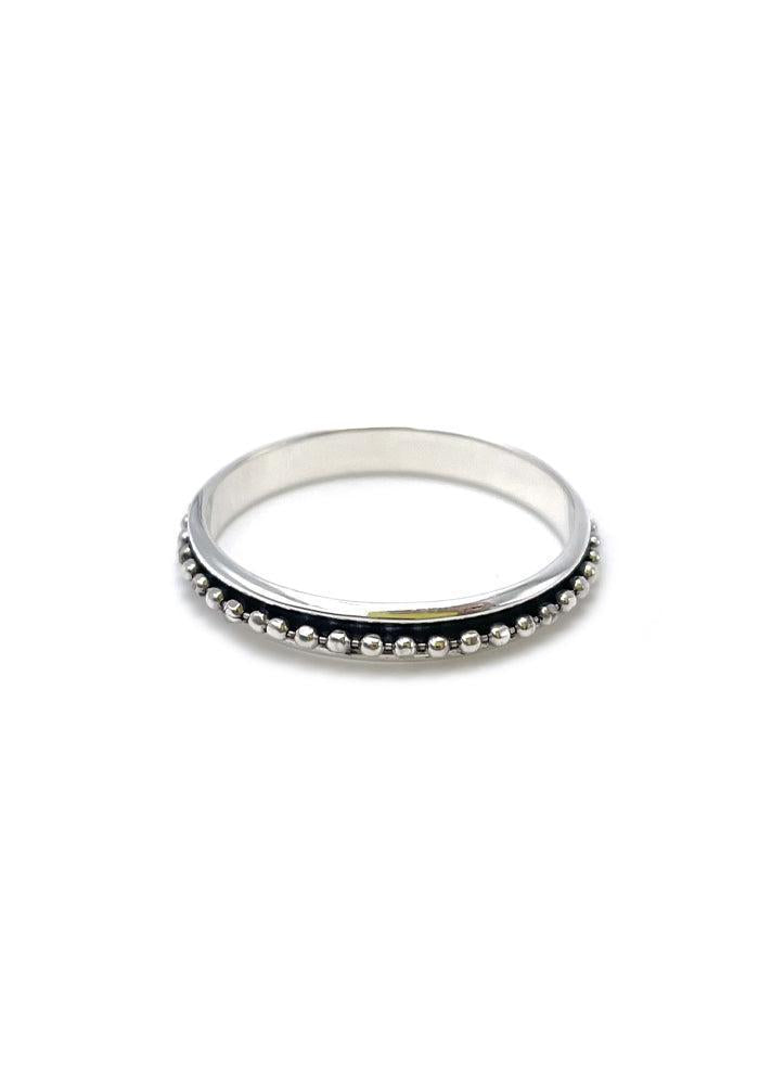 Bague Fine Avec Ligne Mini Boules Argent - Canyon