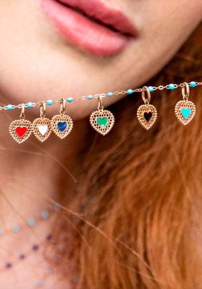 pendentif coeur coquelicot