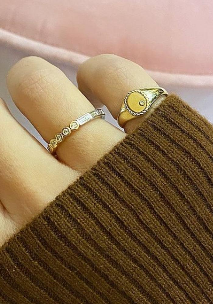 Baby Oval Neon Yellow Signet Ring