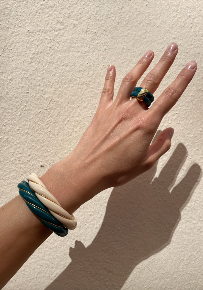 Bague Katt Bleu Canard Exclu Blush - Aurélie Bidermann