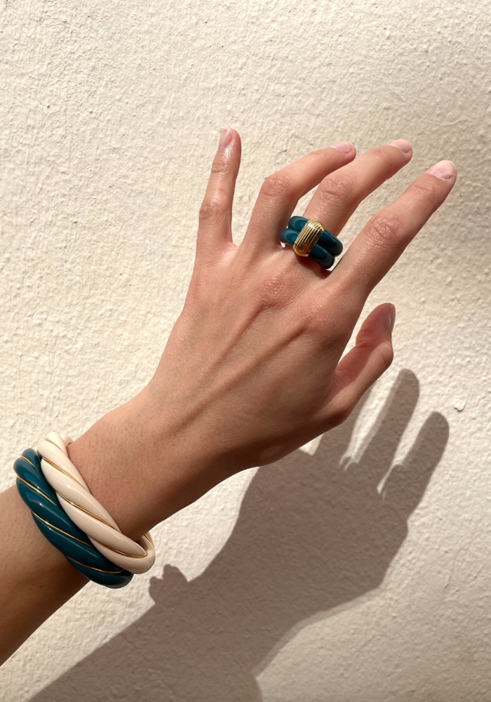 Bague Katt Bleu Canard Exclu Blush - Aurélie Bidermann