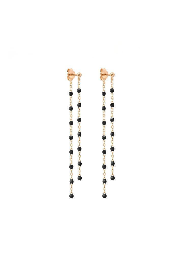 Boucles d'Oreilles Dansantes Classique Gigi Or Rose Et Résines Noir - Gigi Clozeau