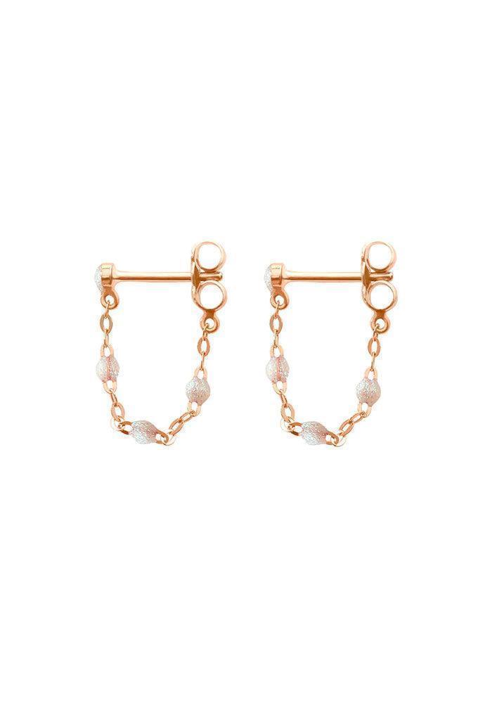 Boucles d'Oreilles Classique Gigi Or Rose Et Résines Opale