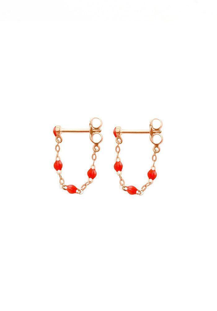 Boucles d'Oreilles Classique Gigi Or Rose Et Résines Corail