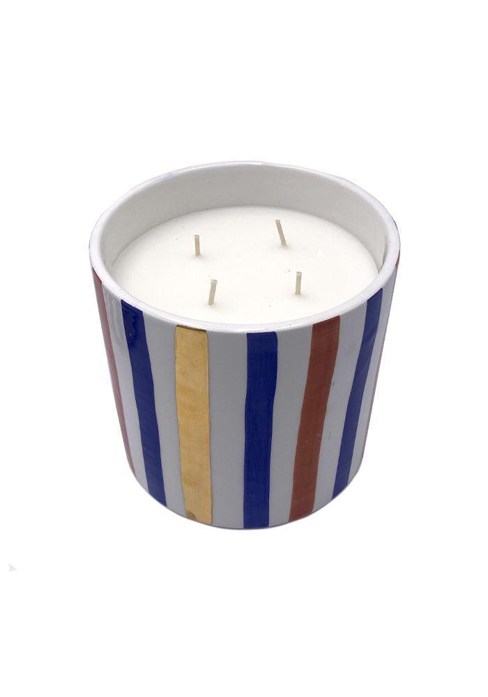 Bougie Mchatia Droite Grand Modèle Ourika Bleue Et Dorée - Chabi Chic