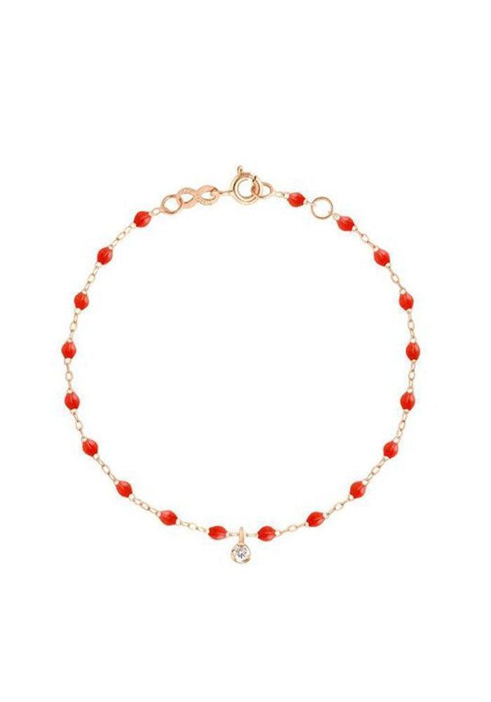 Bracelet Gigi Suprême Or Rose Diamant Et Résines Corail 17cm