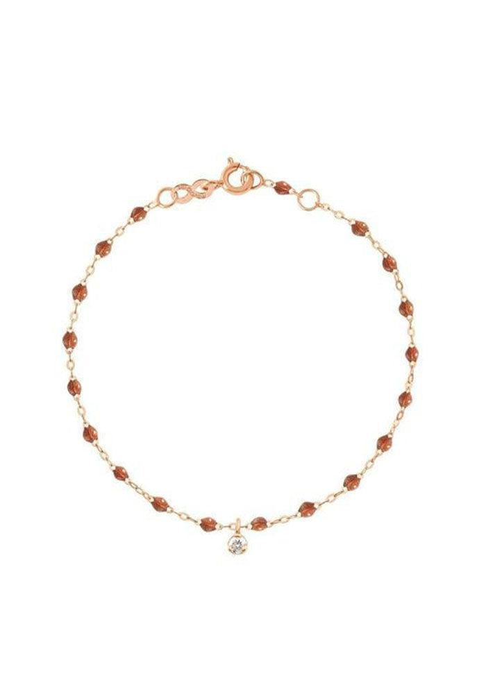 Bracelet Gigi Suprême Or Rose Diamant Et Résines Fauves 17cm