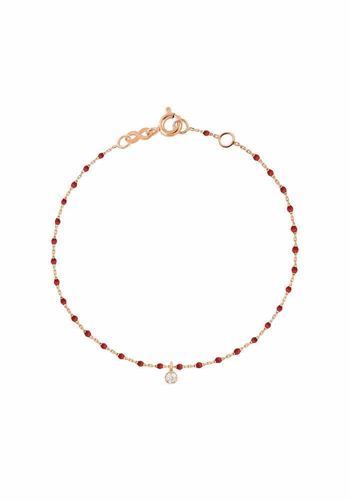 Bracelet Mini Gigi Or Rose Diamant Et Résine Coquelicot 17cm