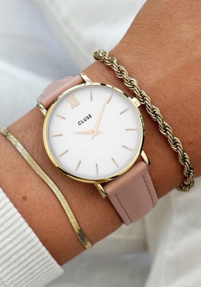 Bracelet De Montre Cuir Lisse Rose - Cluse