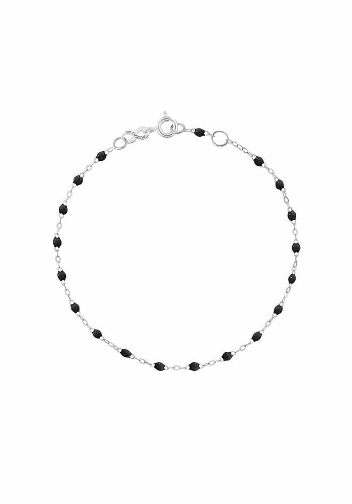 Bracelet Classique Gigi Or Blanc Et Résines Noir 17cm