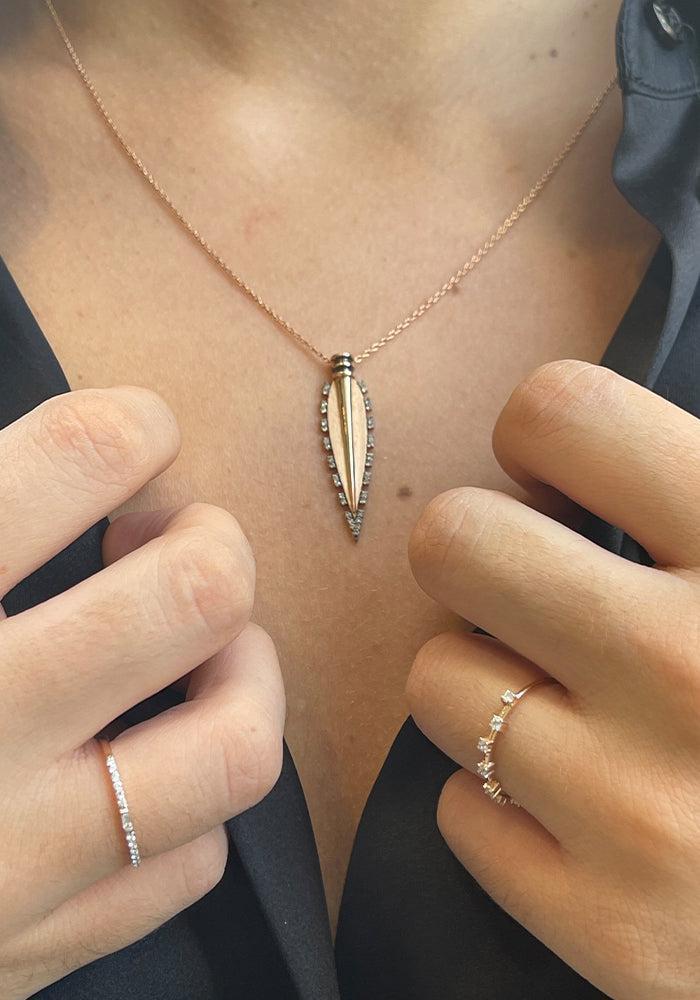 Collier Knurled-Edge Blade Diamants Champagne - Kismet by Milka