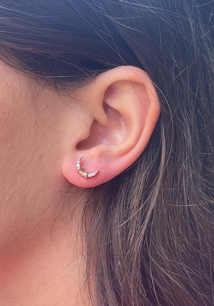 Boucle D'Oreille Monster En Or Rose Et Diamants Blanc
