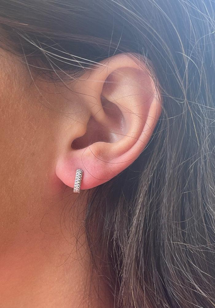 Boucle D'oreille "Soft Square Hoop" En Diamant Et Or Rose