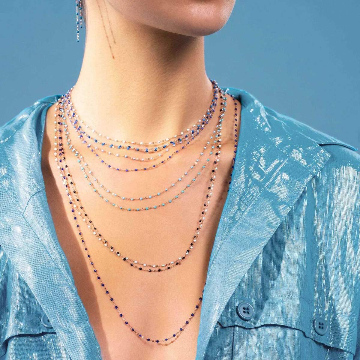 Collier Classique Gigi 42cm Or Rose Et Résines Céleste