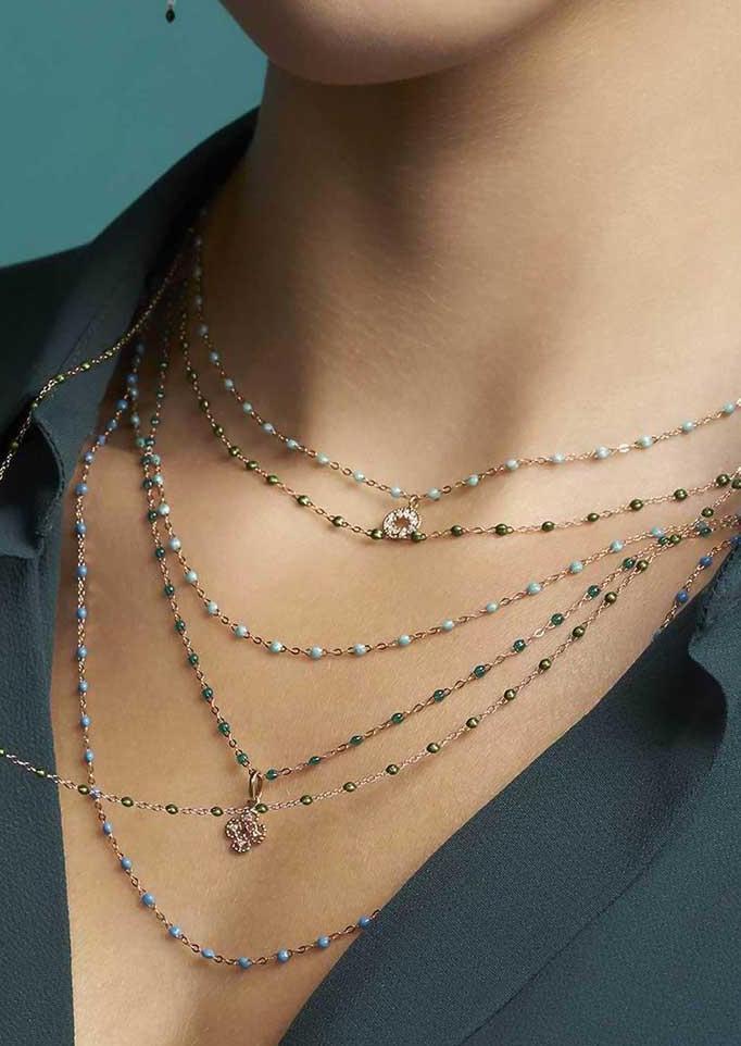 Collier Classique Gigi 42cm Or Rose Et Résines Scarabée