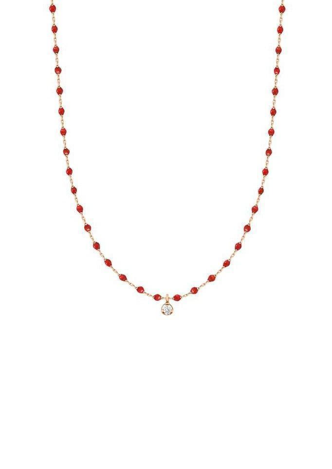 Collier Mini Gigi 1 Diamant Or Rose Et Résines Coquelicot