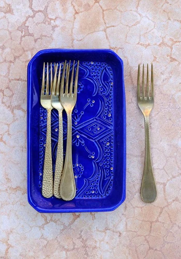 Grand Plateau Rectangle Empreinte Bleu Majorelle - Blush Selection
