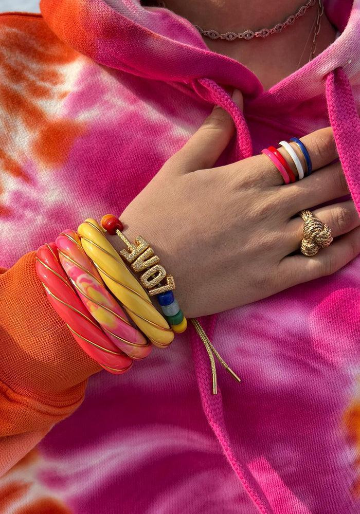 Jonc "Diana" Torsadé Corail Fluo - Collaboration Aurelie Bidermann X Blush