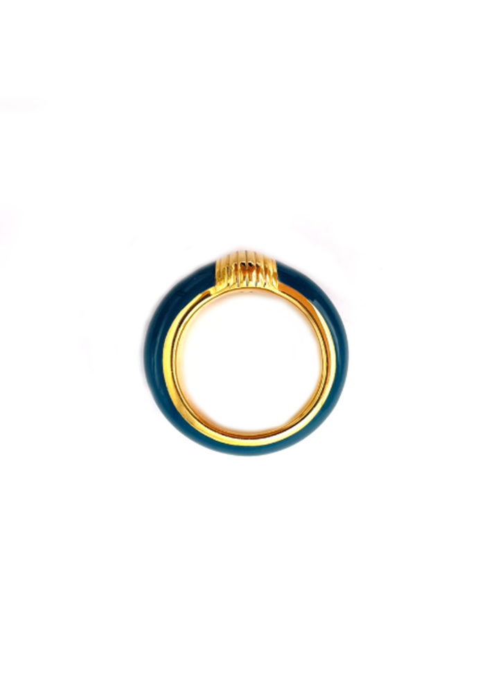 Bague Katt Bleu Canard Exclu Blush - Aurélie Bidermann