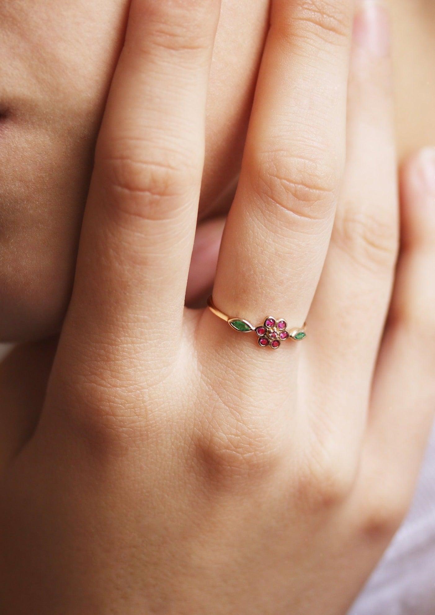 Bague Miniflower 1 Rouge - Sophie D'Agon