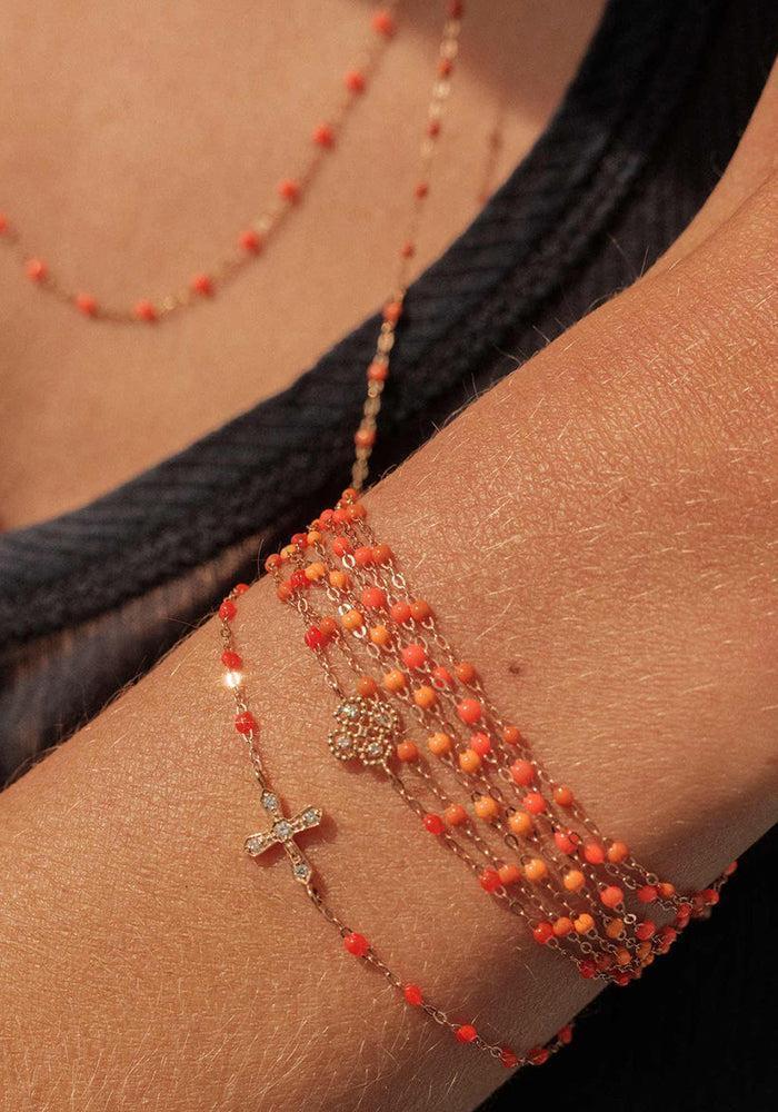 Bracelet Classique Gigi Or Rose Et Résines Orange Fluo