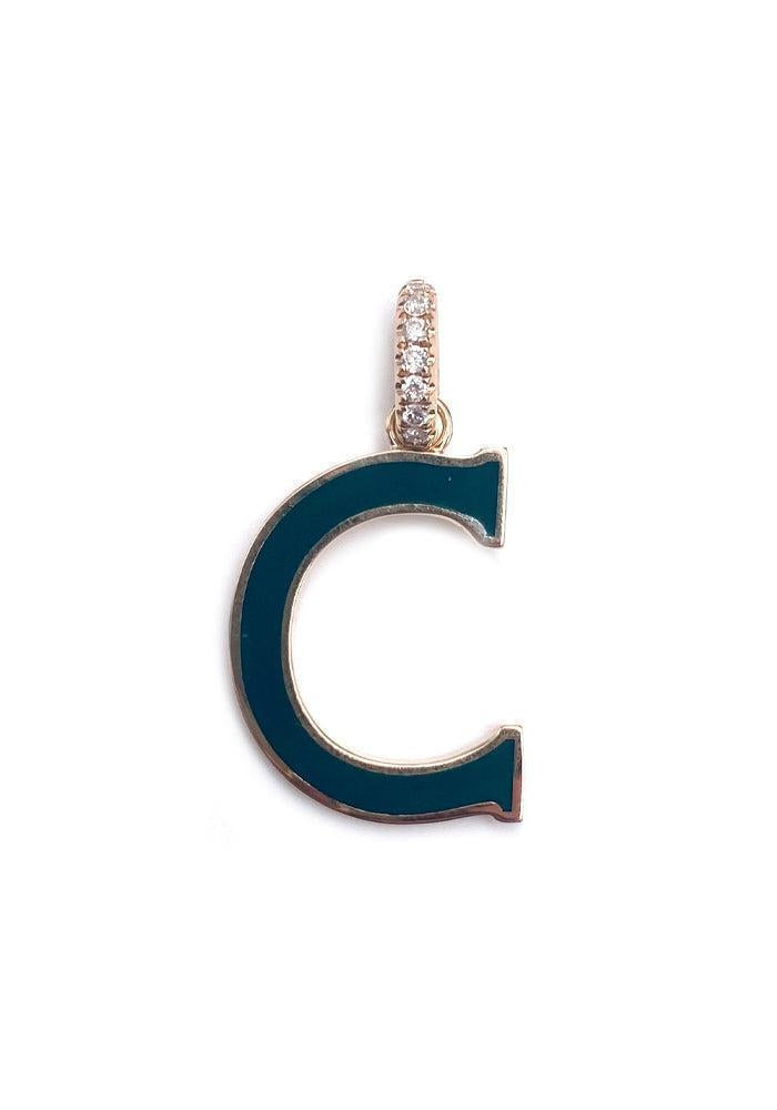 Pendentif Initiale Nano Lettre C Vert Foncé - Rainbow K Paris