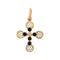 Colgante de cruz de encaje con cuentas, oro rosa, diamante y resina negra