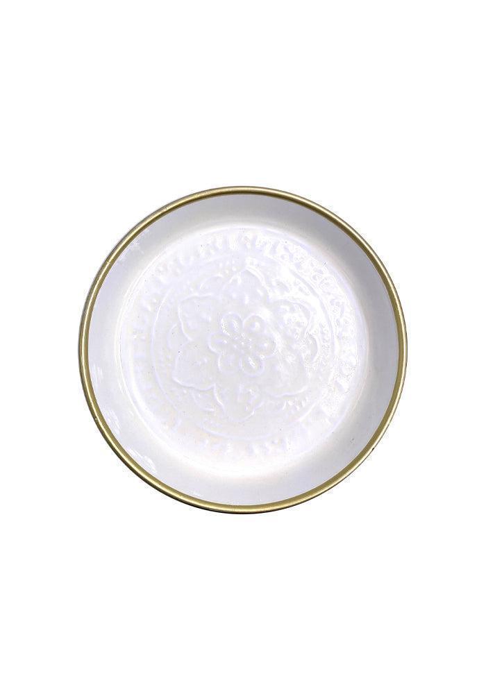 Plateau Berbère Rond En Métal Ivoire Petit Modèle
