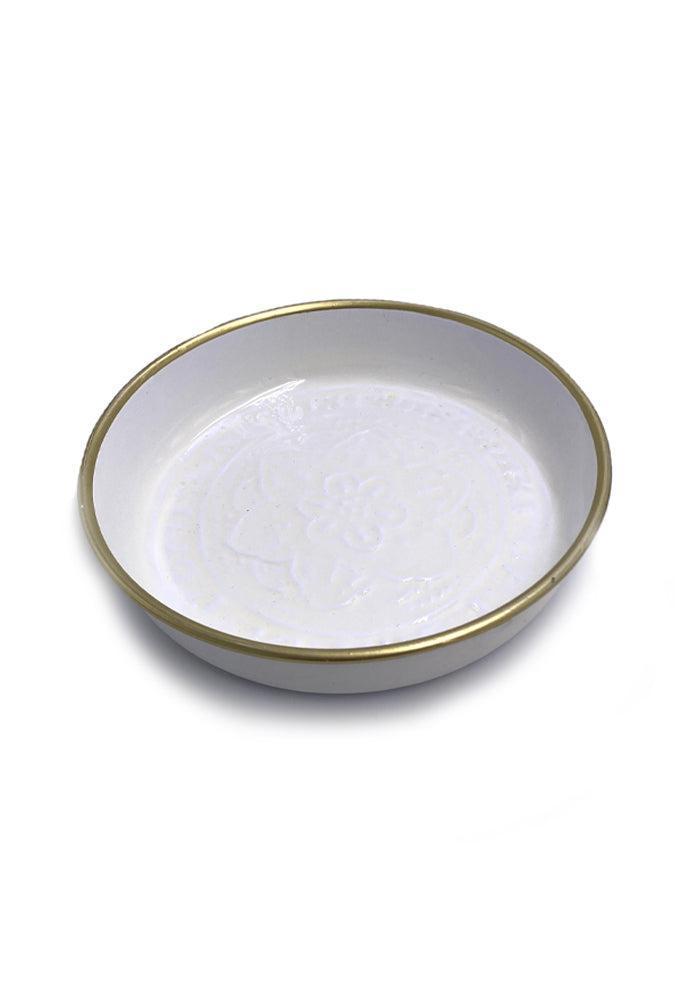 Plateau Berbère Rond En Métal Ivoire Petit Modèle