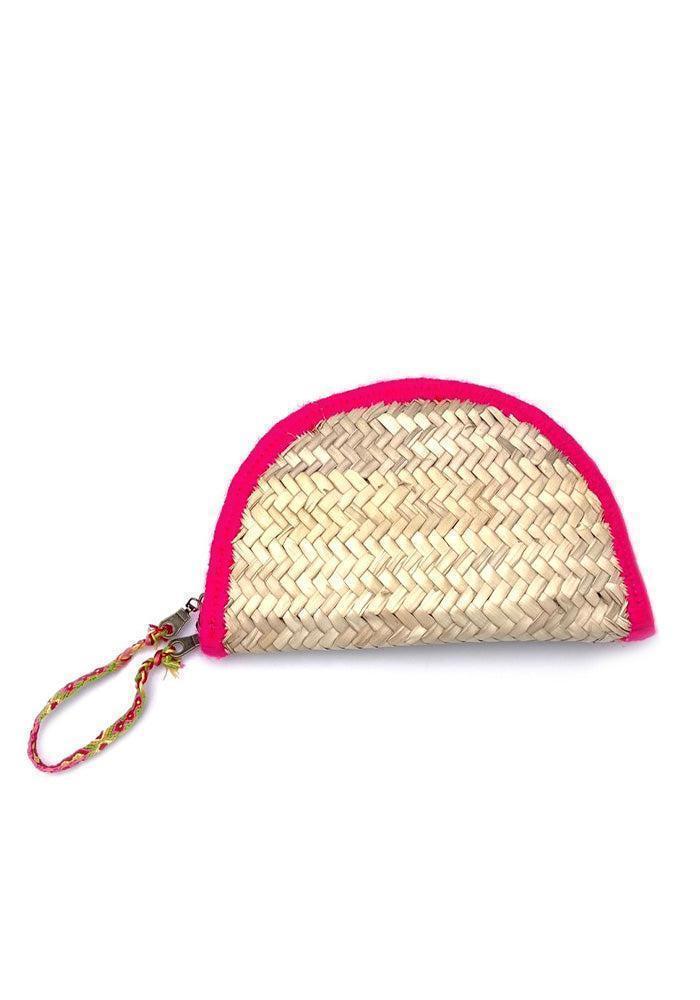 Pochette Oeil En Osier Rose Fluo
