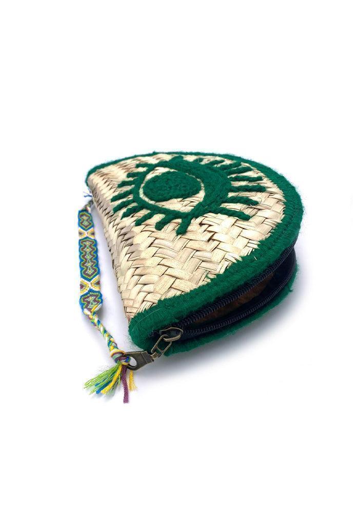 Pochette Oeil En Osier Verte
