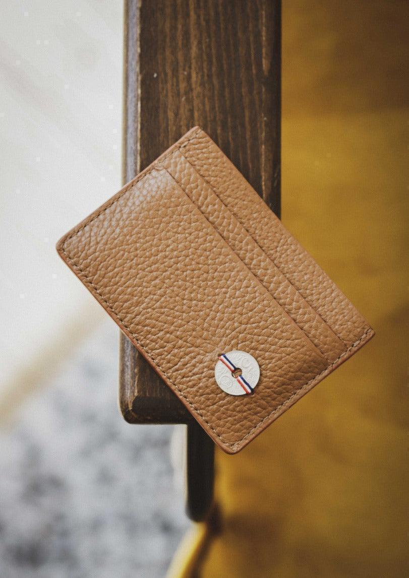 Porte-Cartes Gaston En Cuir Pièce 5cts Camel