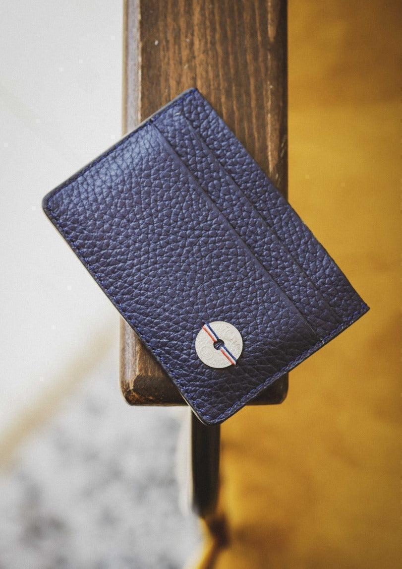 Porte-Cartes Gaston En Cuir Pièce 5cts Bleu Marine