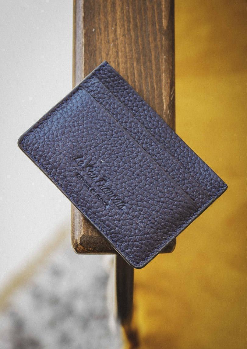 Porte-Cartes Gaston En Cuir Pièce 5cts Bleu Marine