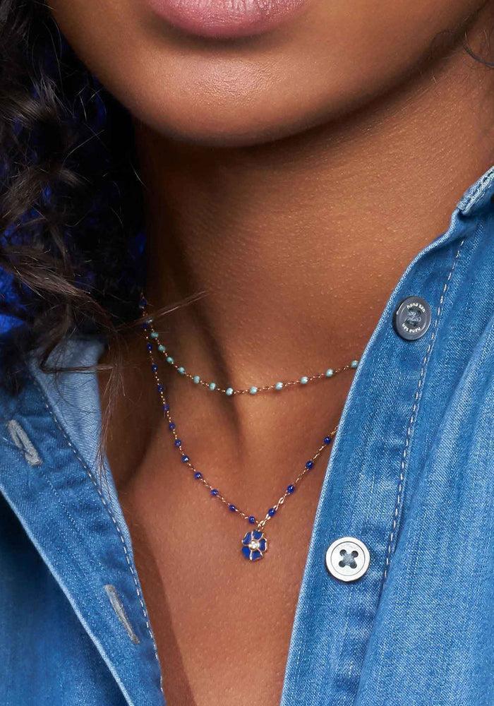 Collier Classique Gigi 42cm Or Rose Et Résines Glacier