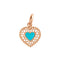 Colgante de corazón de encaje de oro rosa de resina turquesa
