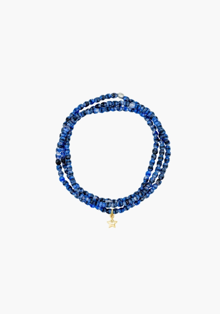 Bracelet 3 Tours Ou Collier Denim pendentif Étoile doré - Têtes Blondes