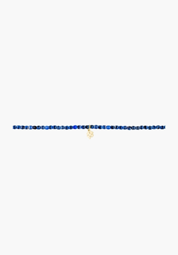 Collier Denim pendentif Trèfle doré à plat - Têtes Blondes