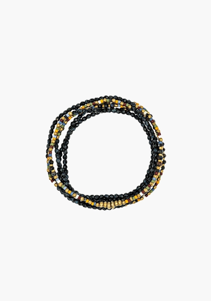 Bracelet 6 Tours Ou Sautoir Sigils 6 Noir Rock Et Multicolore - Têtes Blondes